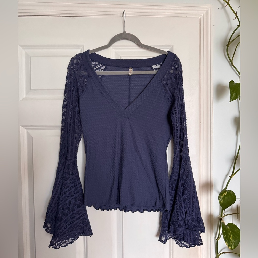 Free People Lace Sleeve Women's Top